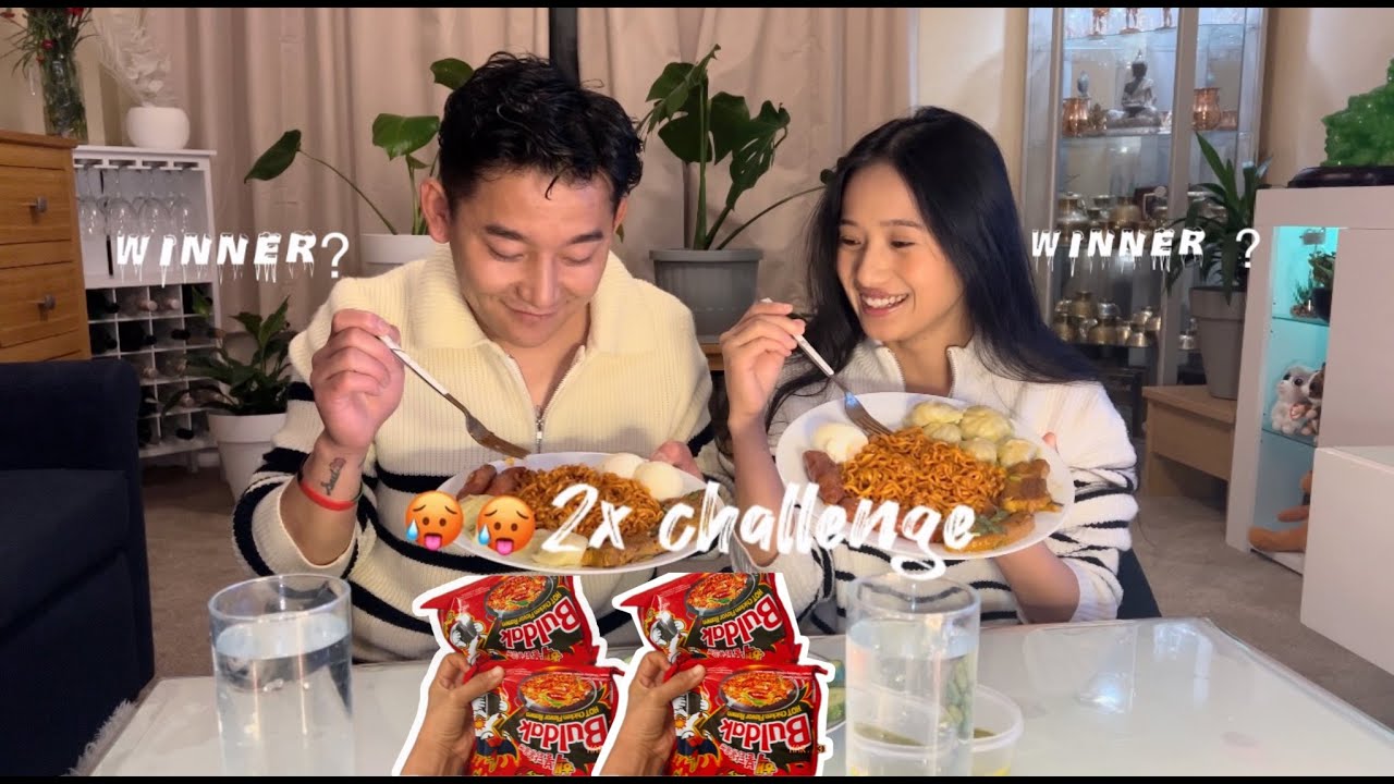 spicy 🌶️ 🥵 2x ramen challenge with my husband ||#foryou #trending #mukbang