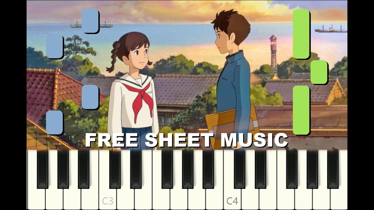 FROM UP ON POPPY HILL Theme, Ghibli,  Piano Tutorial with FREE Sheet Music (pdf)
