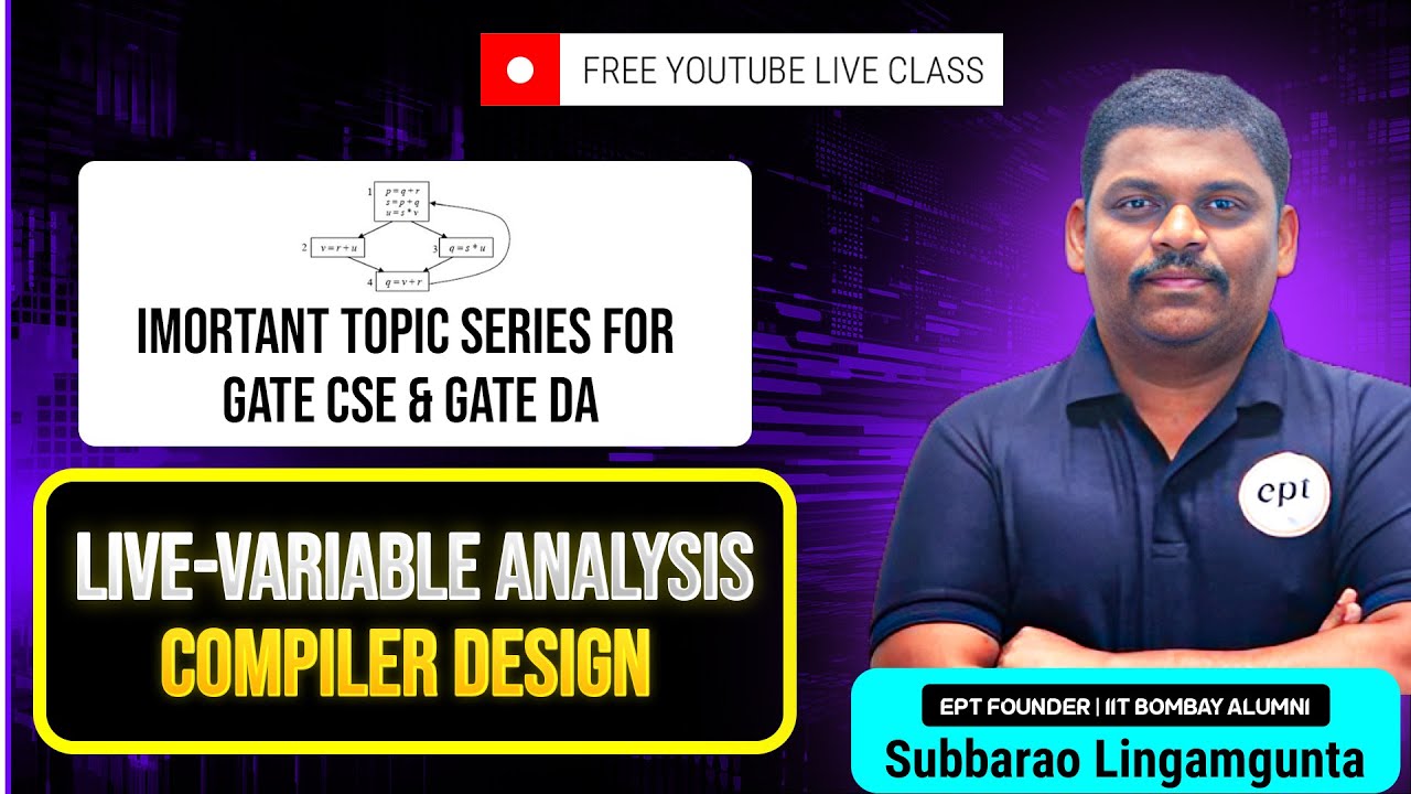 LIVE VARIABLE ANALYSIS  | GATE CSE & DA  |  COMPILER DESIGN