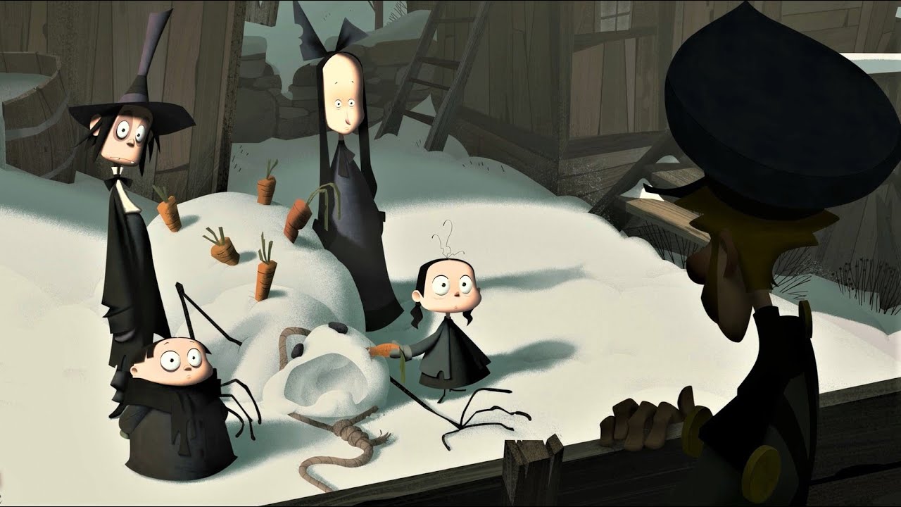 Funny scenes | Creepy little girl stabbing the Snowman | Klaus, animation movie