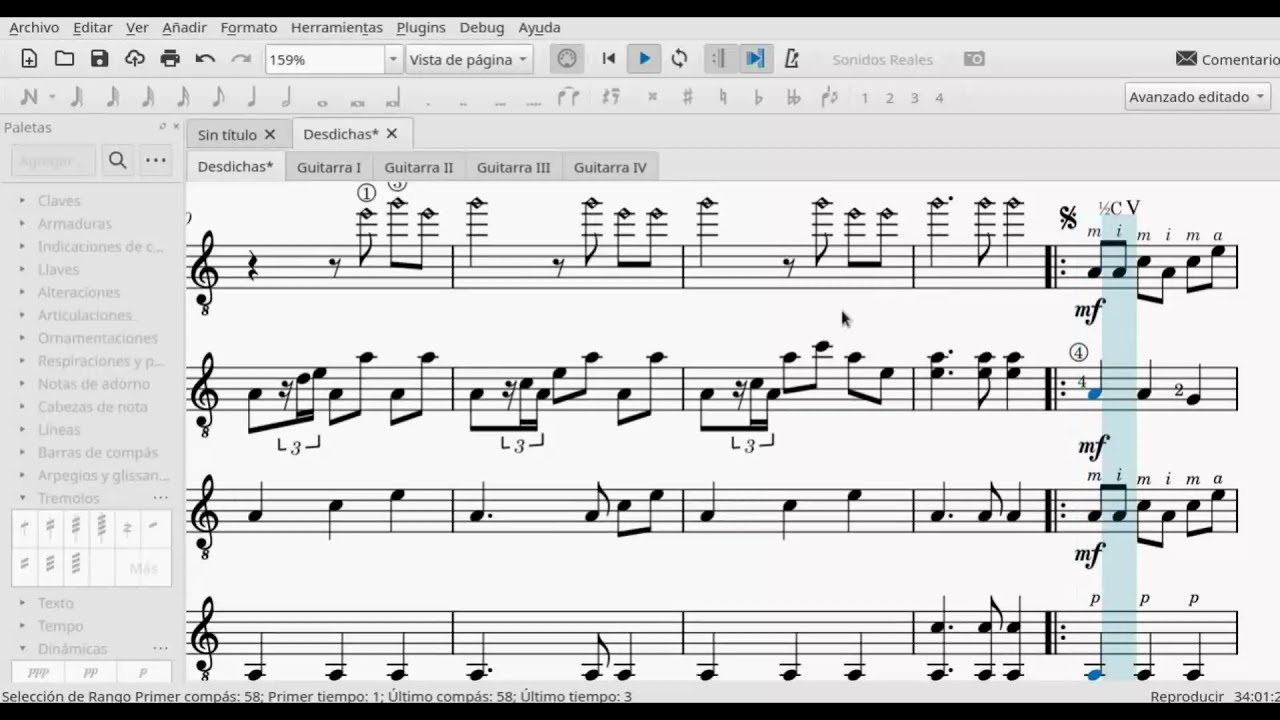 Musescore, repeticiones dentro de secciones con saltos como D.S., D.C o al coda