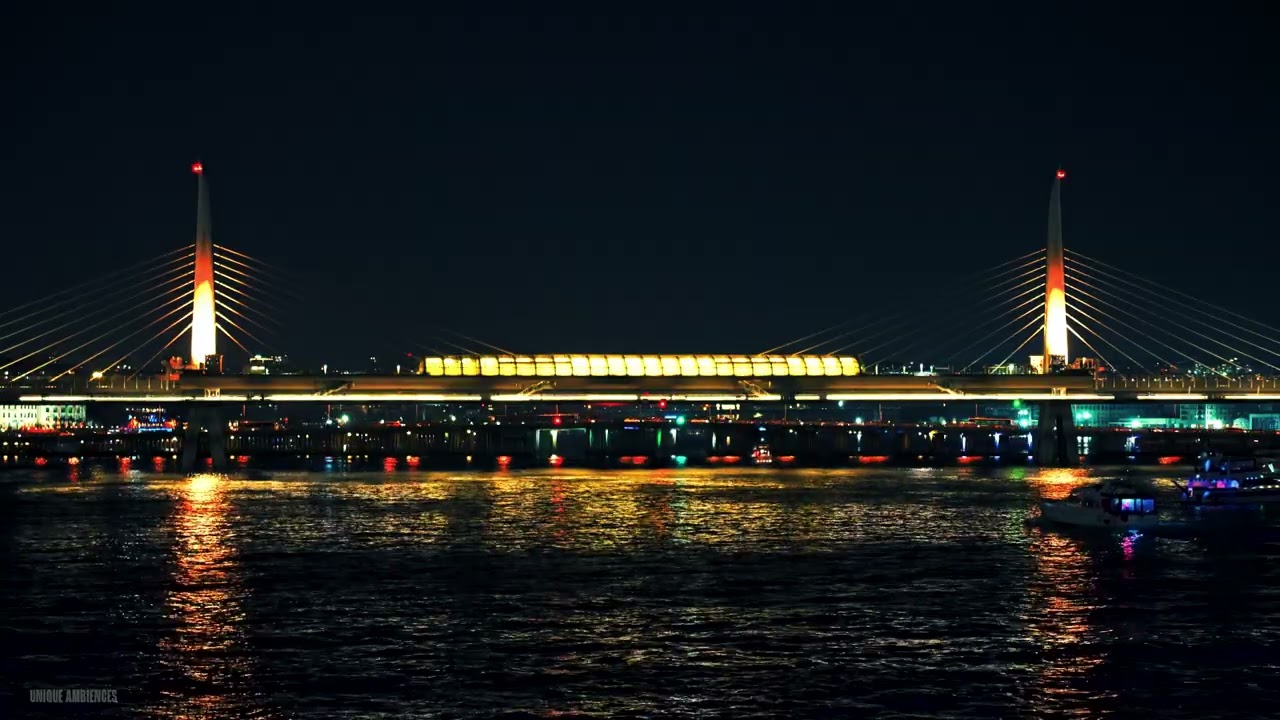 Golden Horn Bridge - Urban Ambient ASMR of Istanbul | 4K - Metro&Sea Traffic in Action