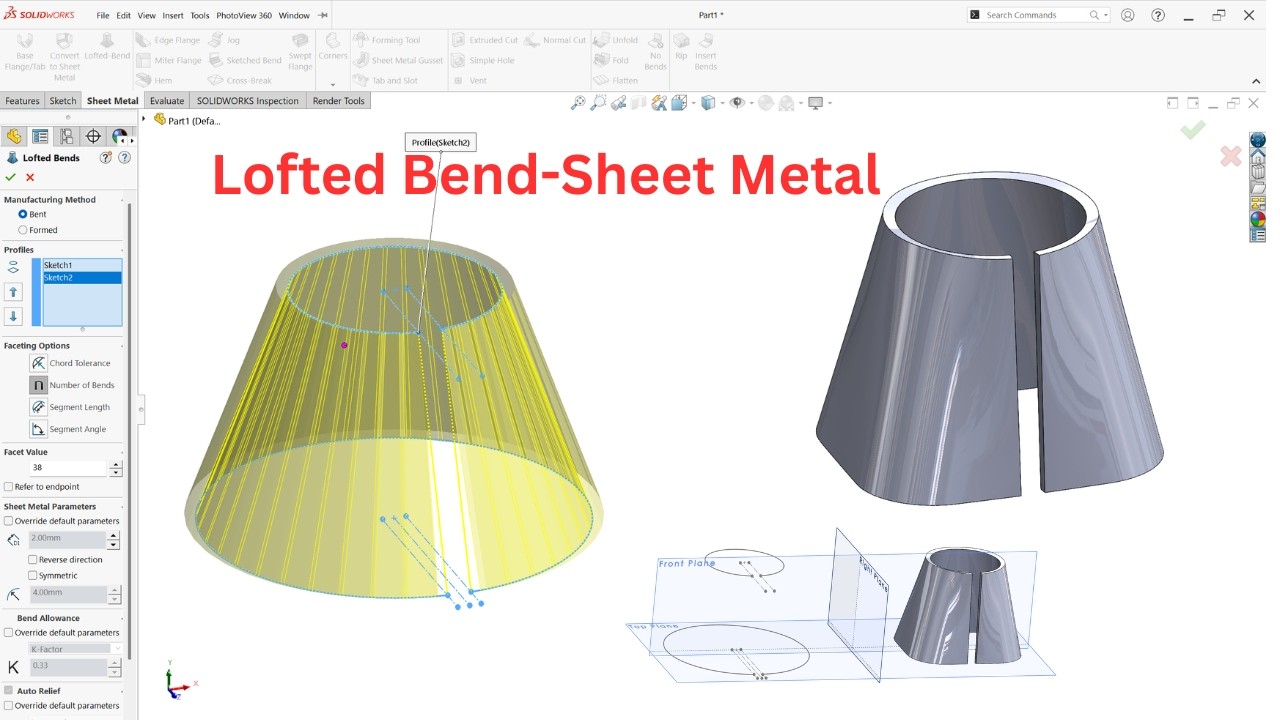 Функция изгиба с помощью лофтинга в SolidWorks | Пошаговое руководство