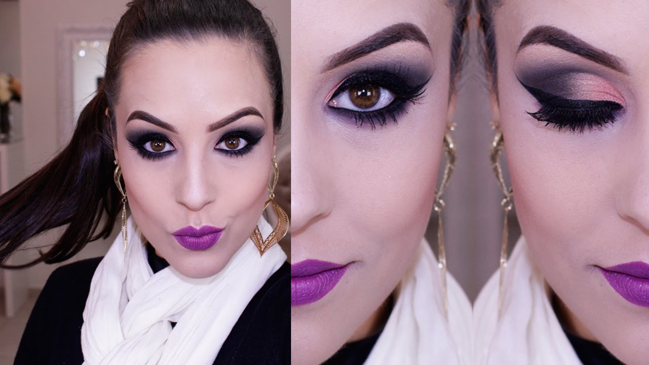 Maquiagem Outono Inverno Coral com Batom Roxo