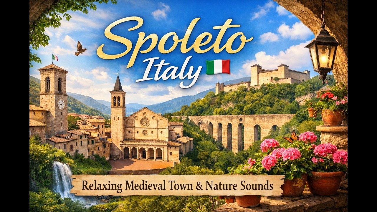 Spoleto’nun Huzurlu Atmosferi 🇮🇹 | Orta Çağ Kasabasında Rahatlatıcı Doğa ve Ambiyans Sesleri