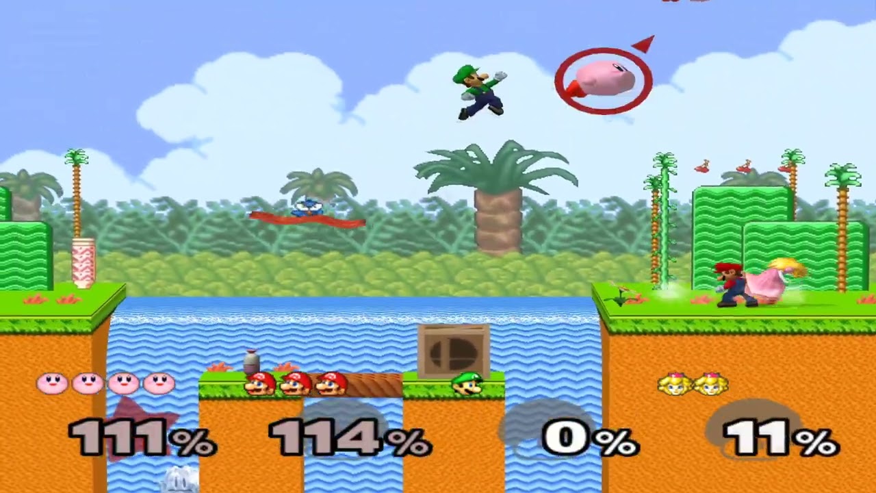 Super Smash Bros Melee (GCN) Special Request #134 - Kirby VS Mario VS Luigi VS Peach