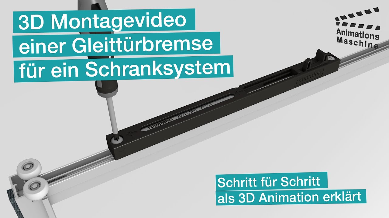 3D Montagevideo einer Gleitt&uuml;rbremse f&uuml;r ein Schranksystem