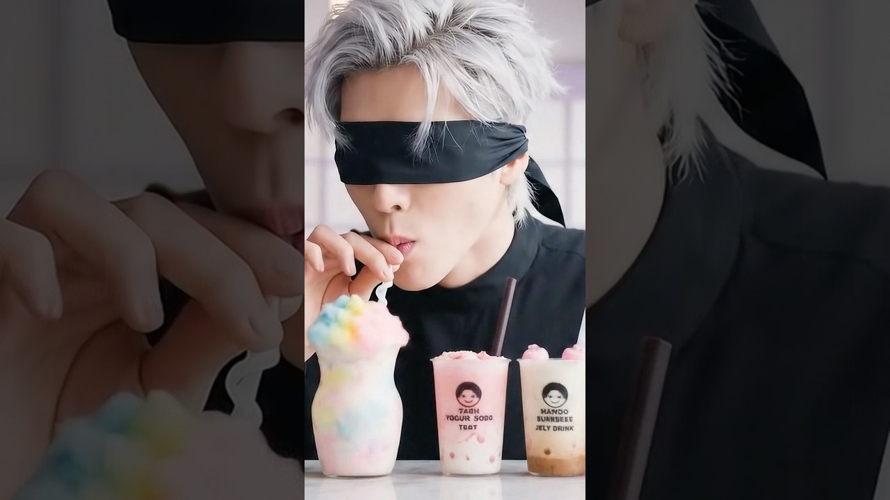 Gojo and Unicorn Milk Shake 🥤🦄 #asmr #mukbang #foodasmr #mukbangfoodasmr #drinkasmr