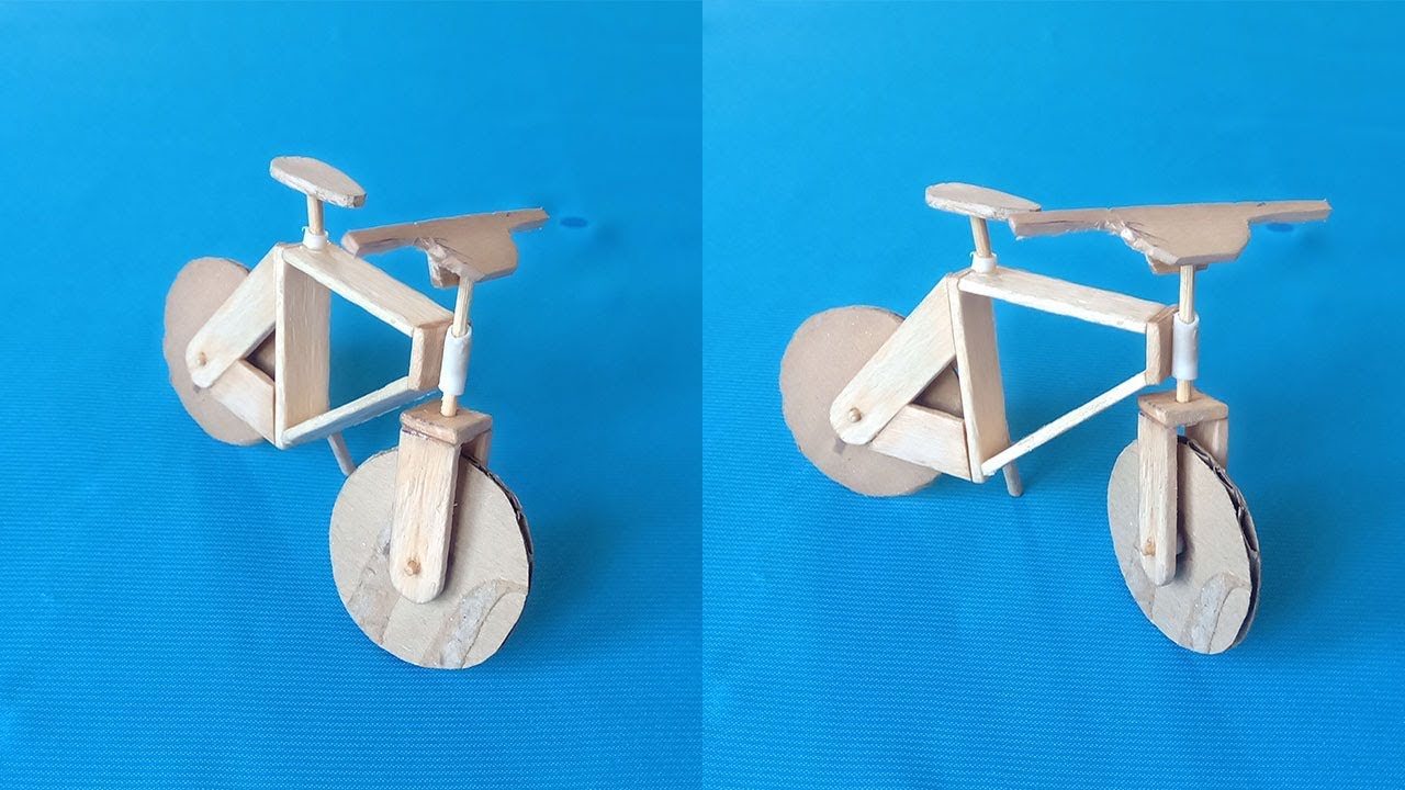 How To Make A Mini Bicycle From Ice Cream Sticks/Popsicle Stick - HomeCraft ideas