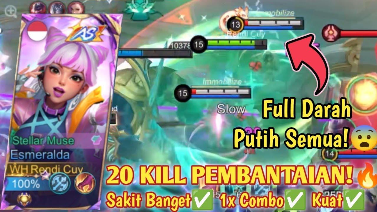 ESMERALDA FULL DARAH PUTIH!😱 20 KILL DALAM SATU MATCH! BUILD ESMERALDA TERSAKIT 2024 - MLBB
