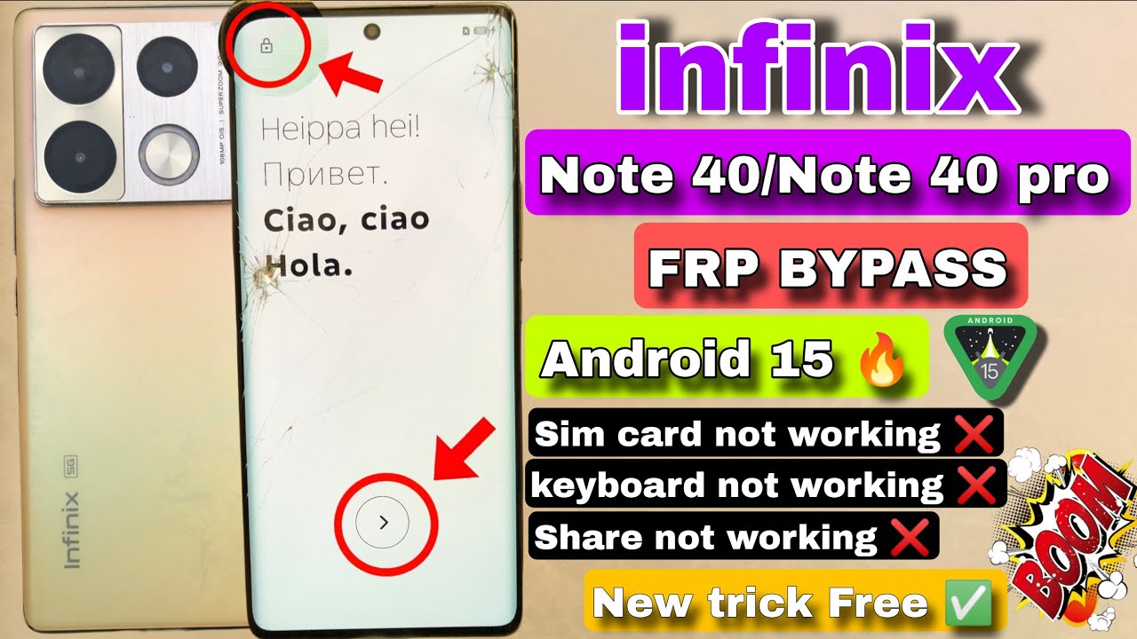 INFINIX Note 40 Pro 5G FRP Bypass Android 15 || INFINIX Note 40 PRO  Google Account bypass New trick