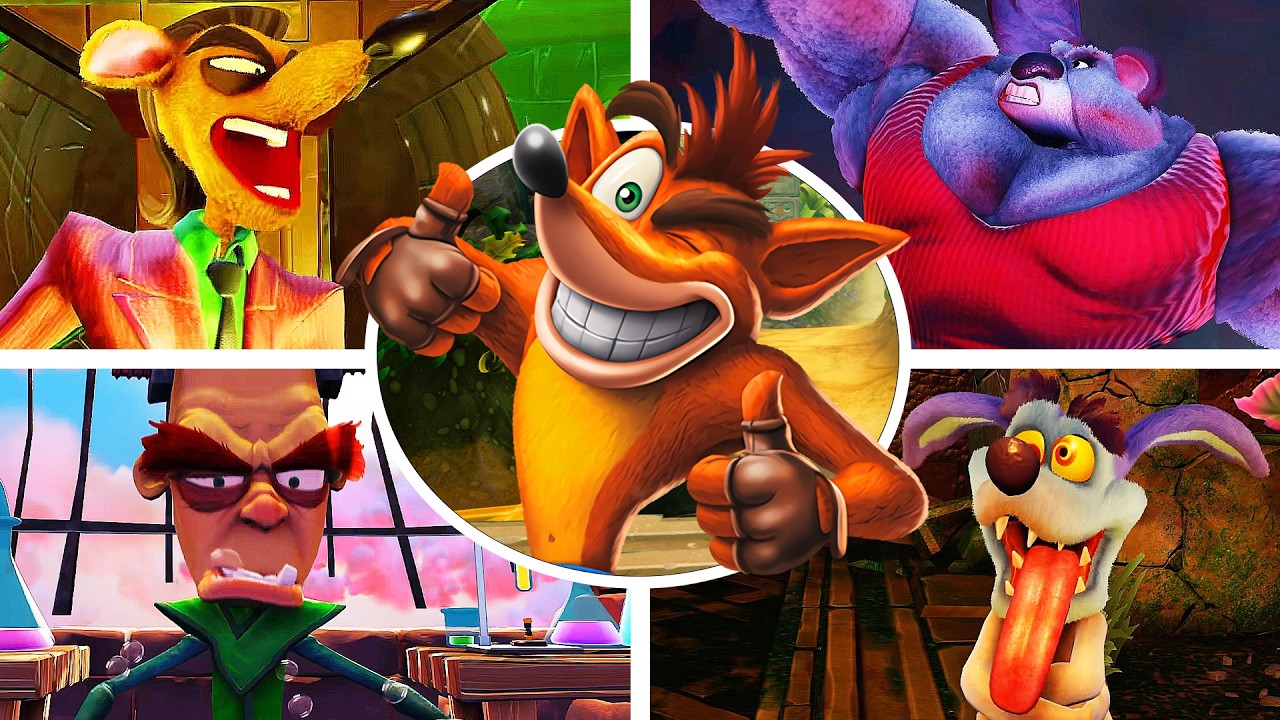 Crash Bandicoot 1 N. Sane Trilogy - All Bosses (4K)
