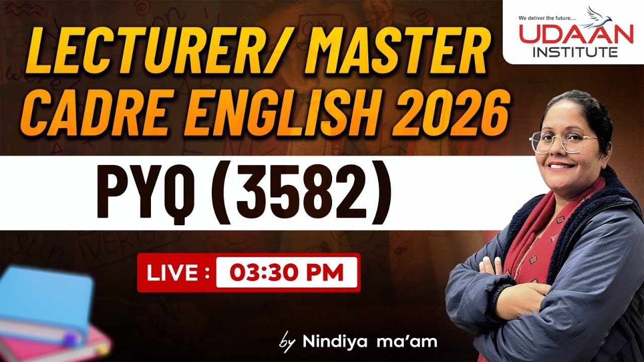 PYQ (3582) | PART-10 | Lecturer / Master Cadre English 2026 | by Nindiya Ma'am