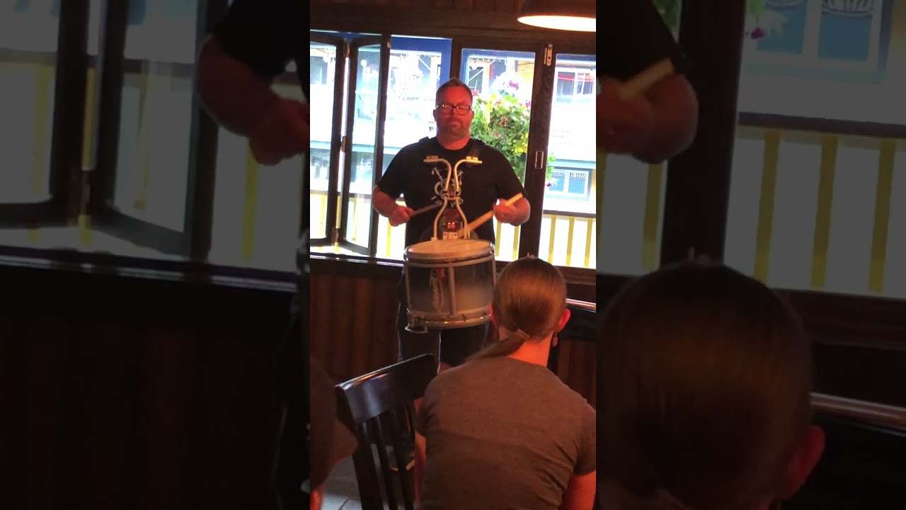 Steven McWhirter drum fanfare at the week 2 Piping Hot Summer Drummer instructor recital, July 2023.
