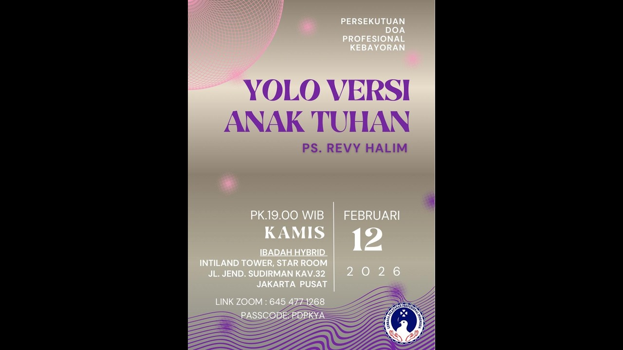 Ibadah PDPK#12022026 - YOLO (You Only Live Once) Versi Anak Tuhan - Ps Revy Halim