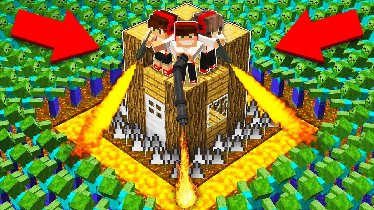 RODZINA GPLAYA vs 1000 ZOMBIE W MINECRAFT?!