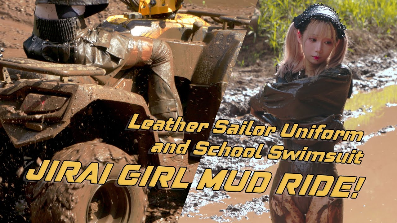 Wetlook Mud Tokyo Girl Adventures Muddy Buggy Ride Trashes Leather Sailor Uniform & Swimsuit | 泥まみれ