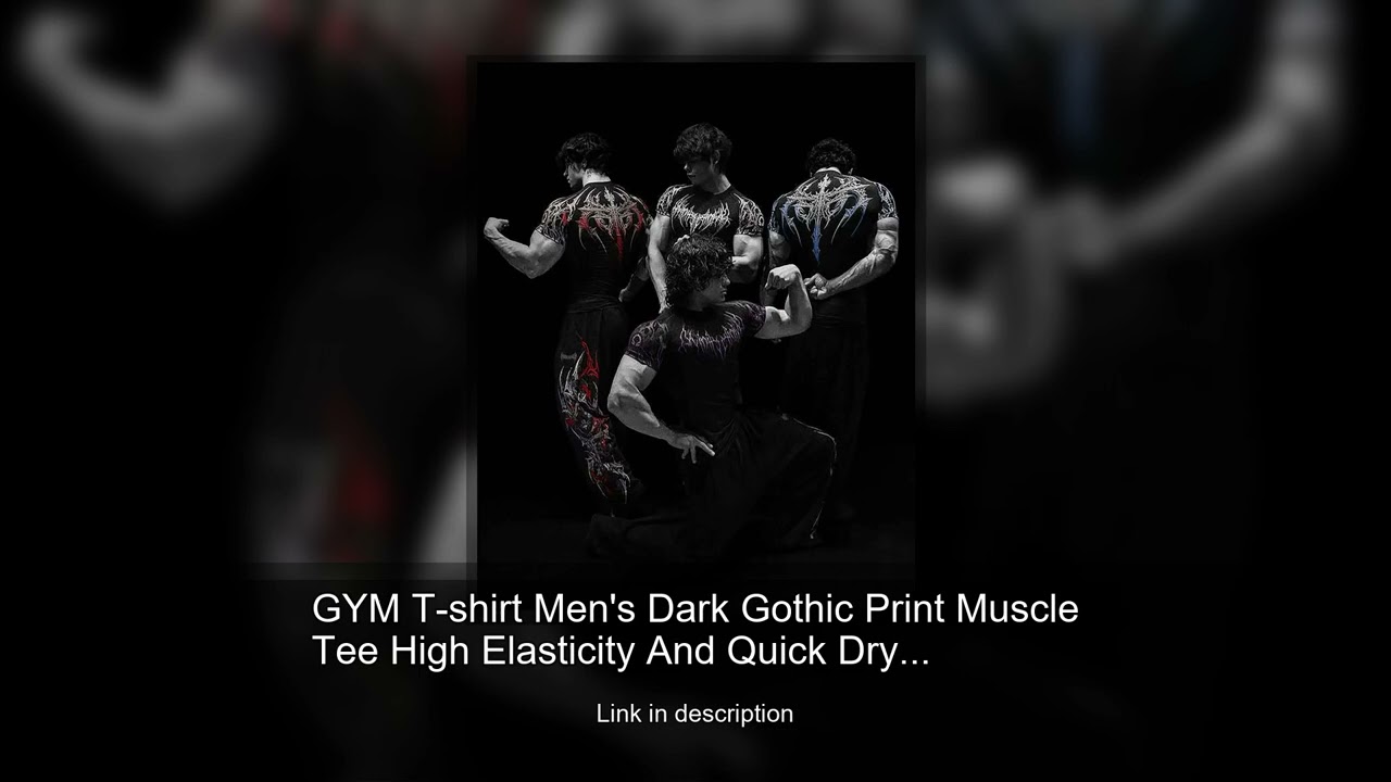 GYM T-shirt Men's Dark Gothic Print Muscle Tee High Elasticity And Quick Drying Exercise For Bo