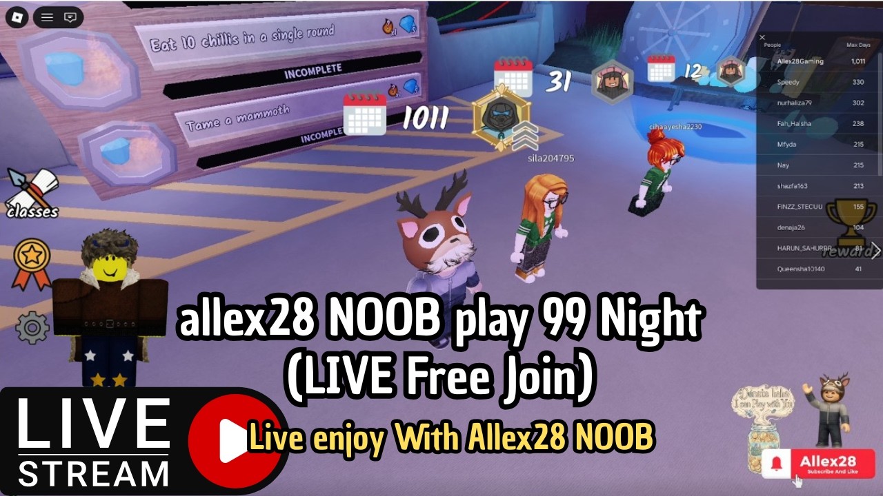 Allex28 Play 99 Night (LIVE ROBLOX) Free Join