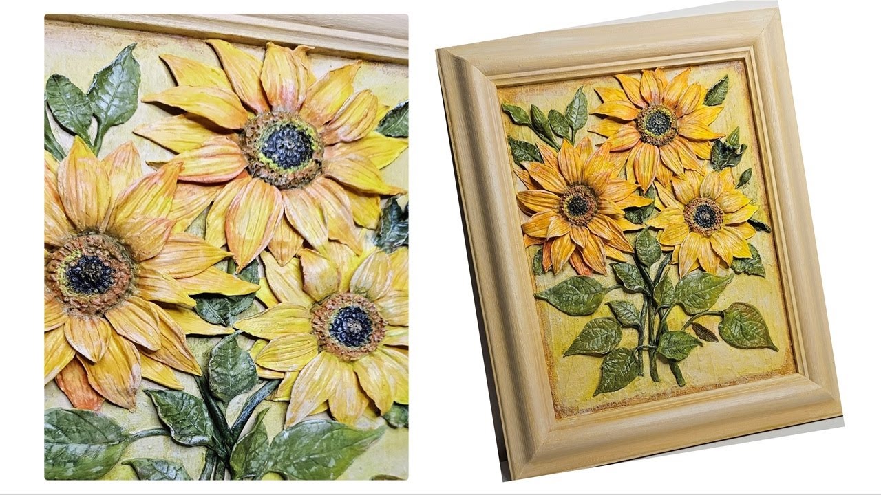 Tutorial /How to make air dry clay sunflowers/Wall decor ideas