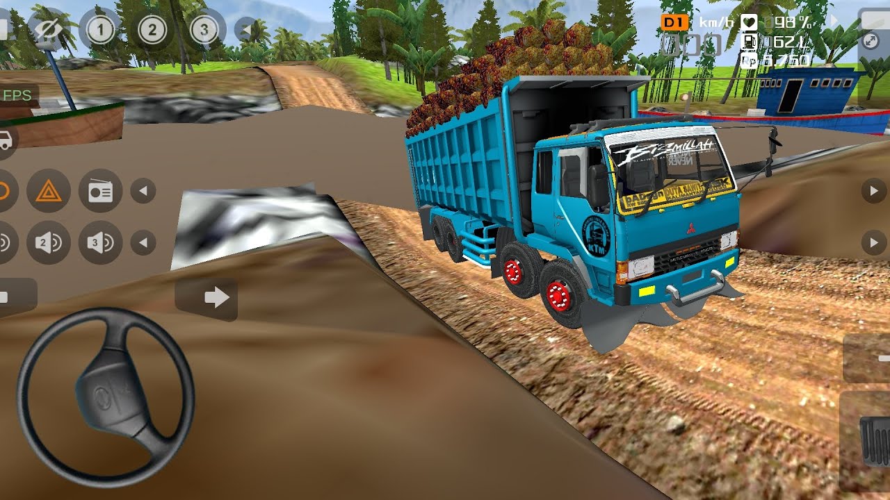 Dump Truck Fuso Tronton,Nekat Bawa Muatan overload,melewati jalananBanjir ||bus simulator indonesia