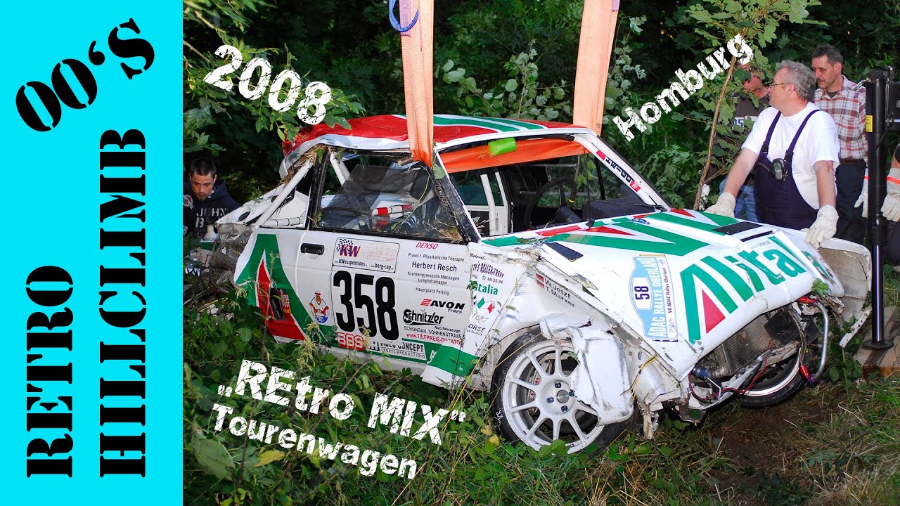 German Hillclimb Cup | REtro MIX 2008 | Race Homburg | Crash Alitalia Fiat, Opel DTM V8, Mercedes V8