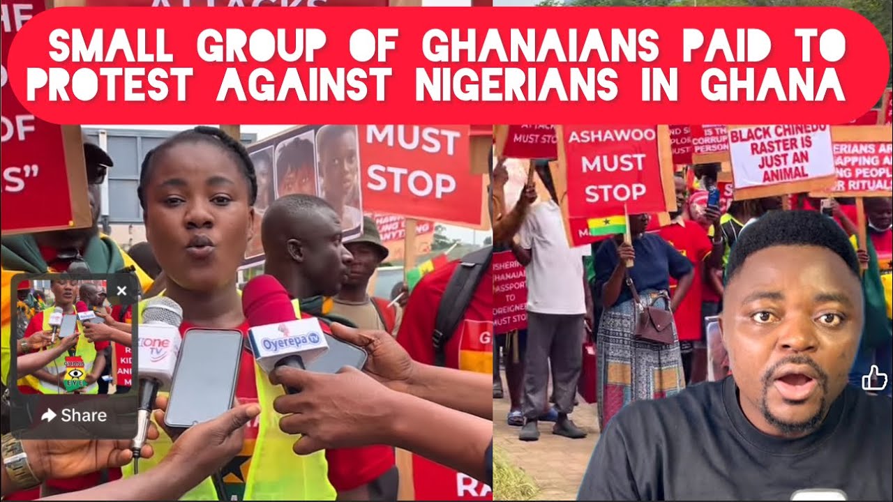 Final Small Group Of Ghanaians Start Nigeria Must Go Protest After Being Paid