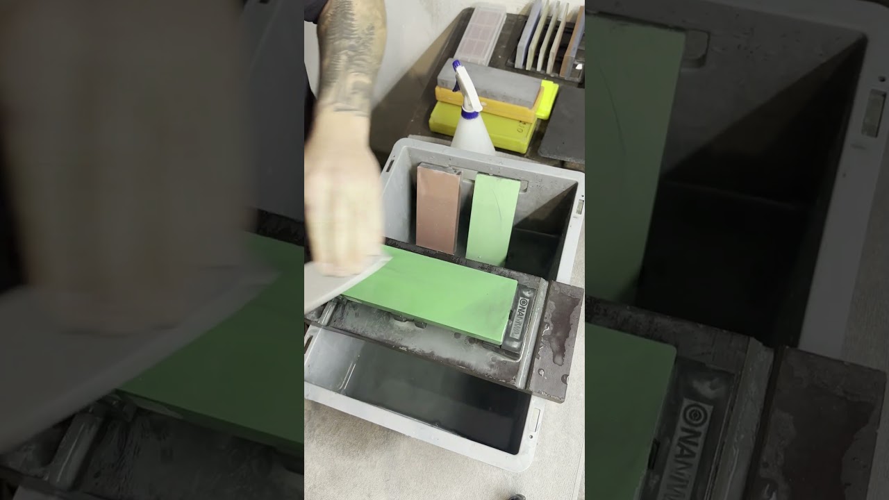 Manual knives sharpening on the whetstones