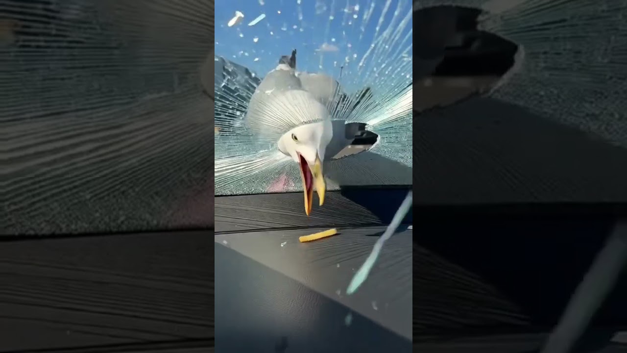 LANCIA UNA PATATINA... E IL GABBIANO....... (Incredibile reazione)🕊️😱 #shorts #ia #ai