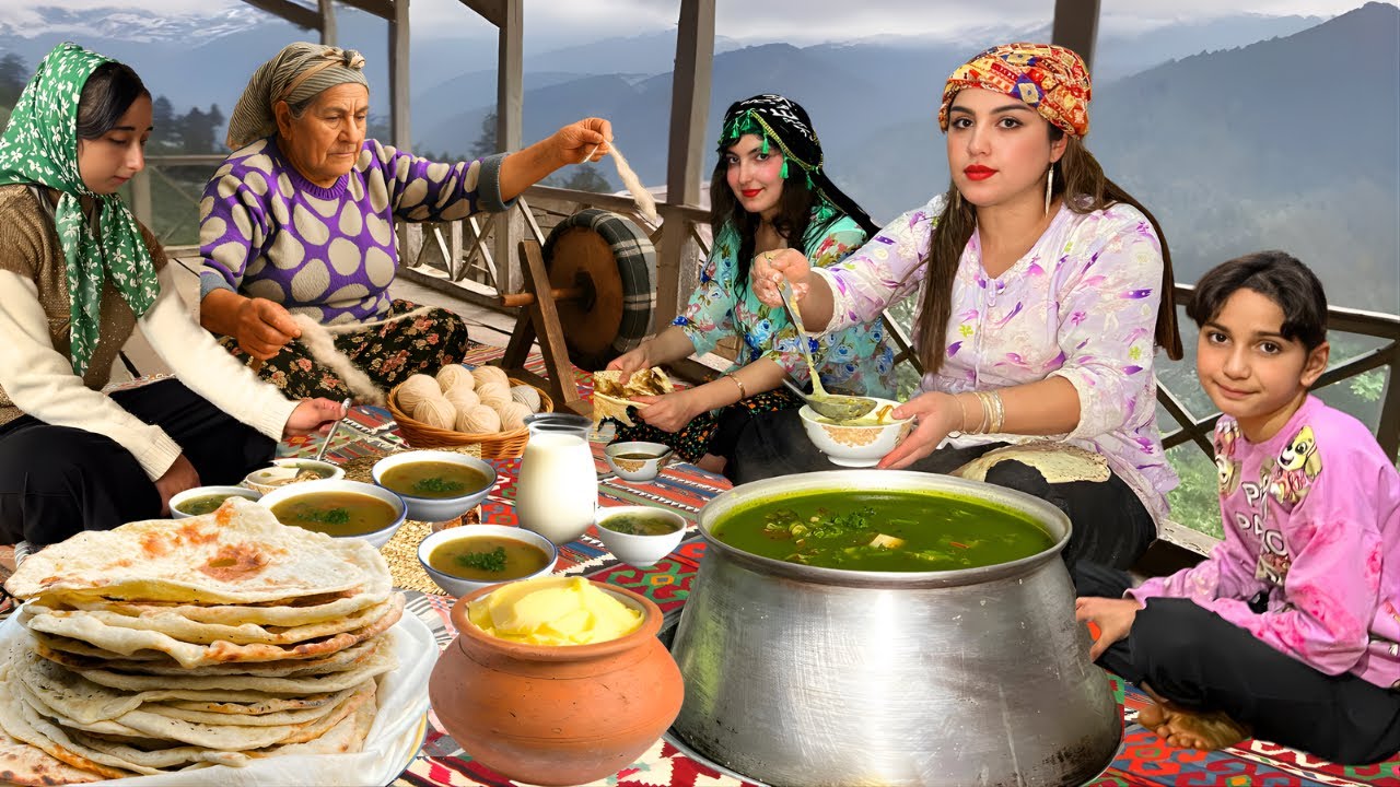 Village Life in Northern Iran | Grandma’s Stew (Tarkhina), Dairy Farm & Homemade Bread