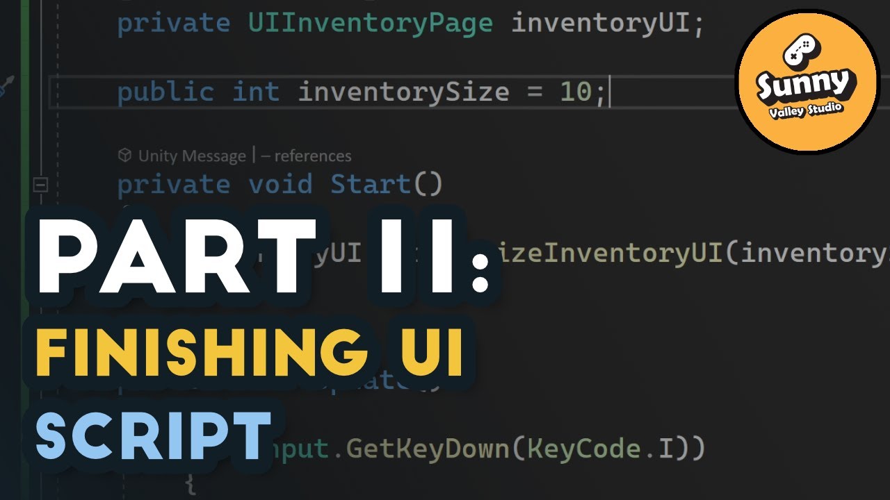 Finishing UI script - Inventory System in Unity tutorial P11