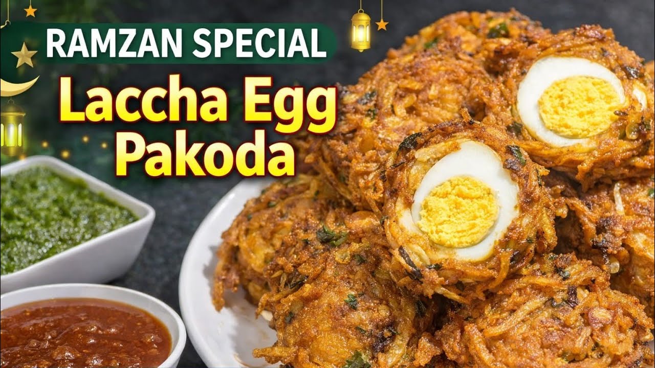 Ramzan Special 🌙 Laccha Egg Pakoda | Crispy Iftar Recipe | Aalu egg ke sath bani iss recipe 😋👈🏻