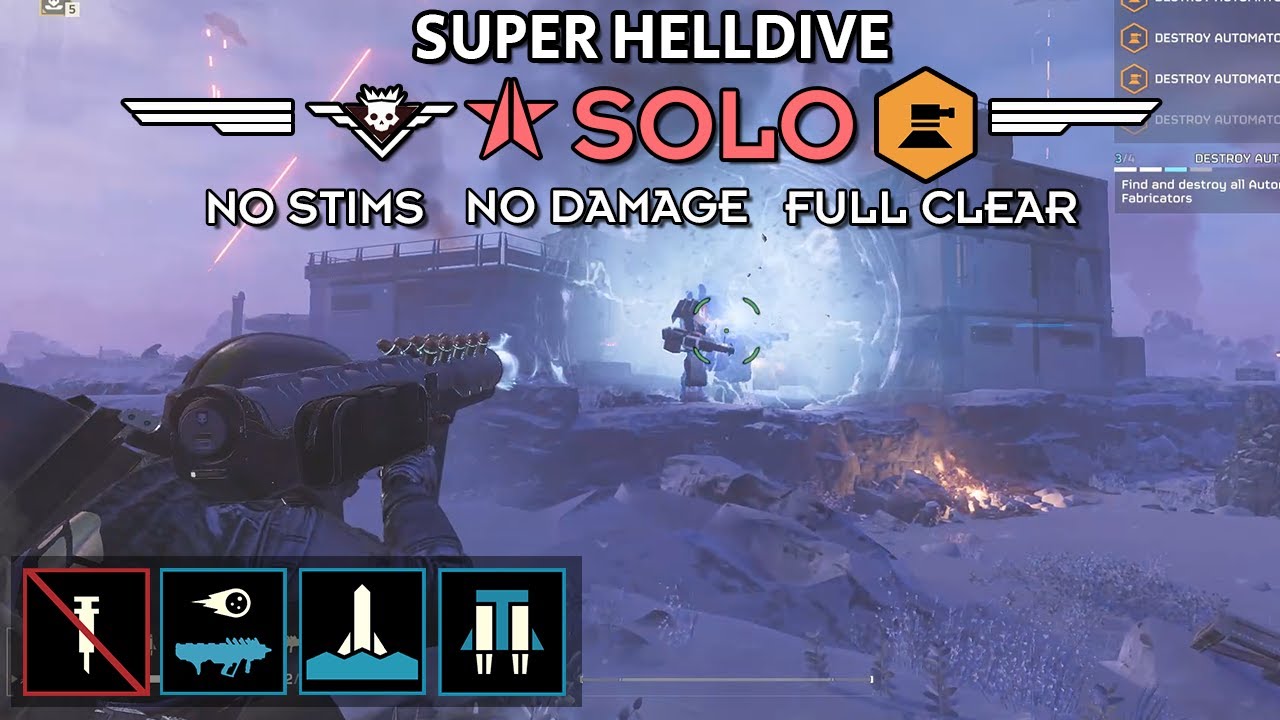 Helldivers 2 - Destroy Command Bunkers (Super Helldive Solo / No Stims, No Damage)
