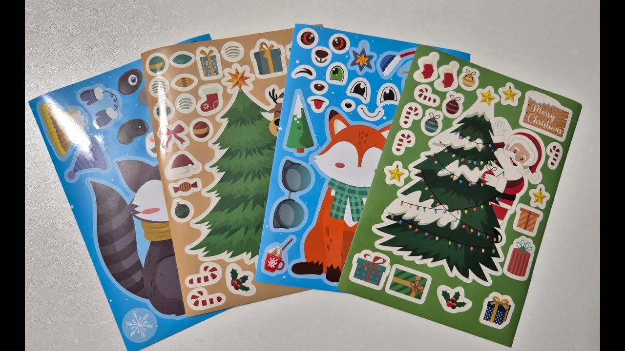 Magic Christmas. Paper game. Sticker 
