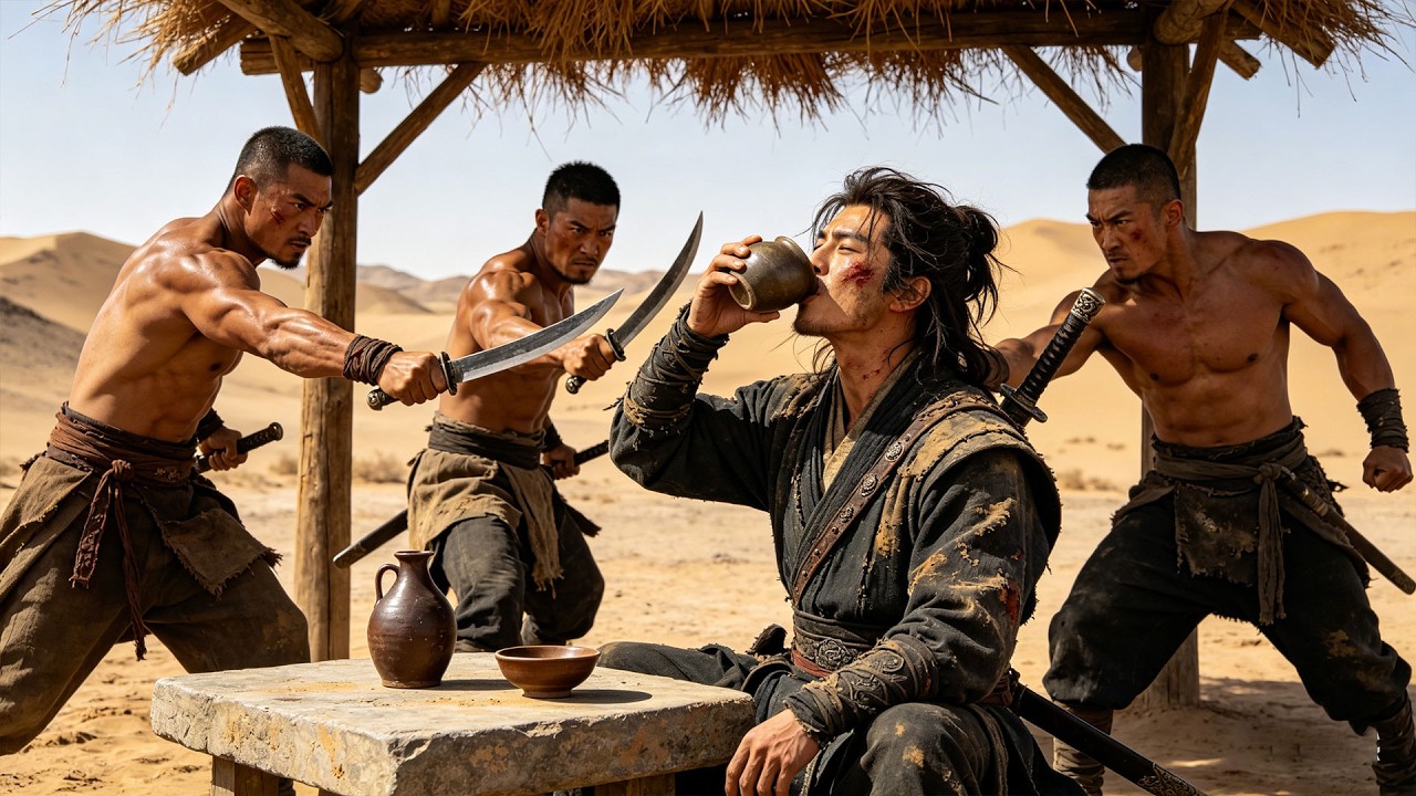 茶摊喝茶的小伙竟是功夫高手，瞬秒十几个恶贼，毫发无伤！#drama #kungfu #中国电视剧