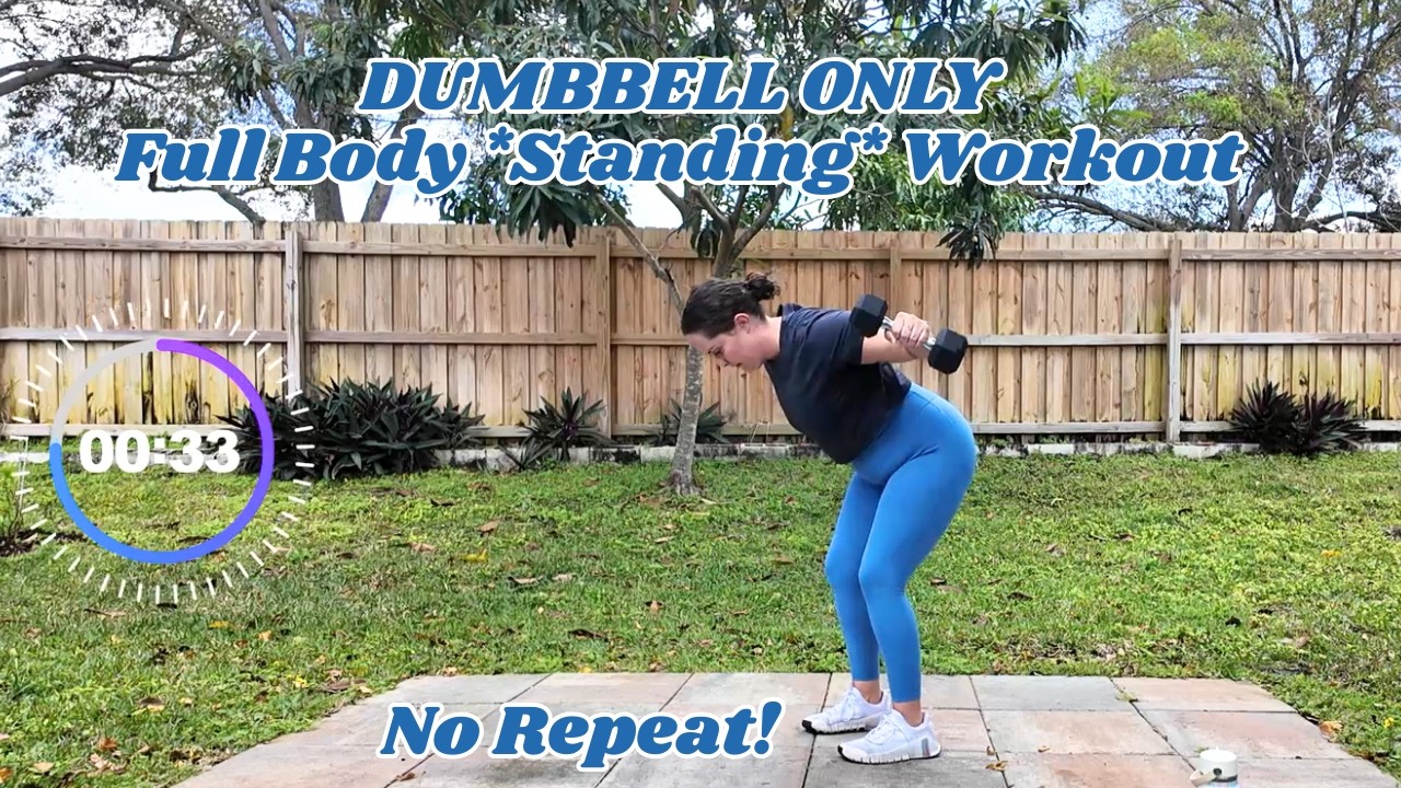 25 Minute Full Body Standing Workout. Dumbbell Only! *No Repeat*