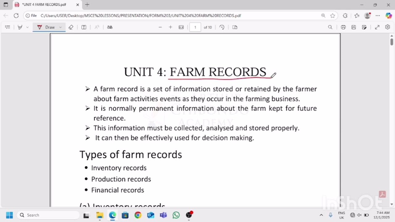 Фермерские записи | MSCE Agriculture