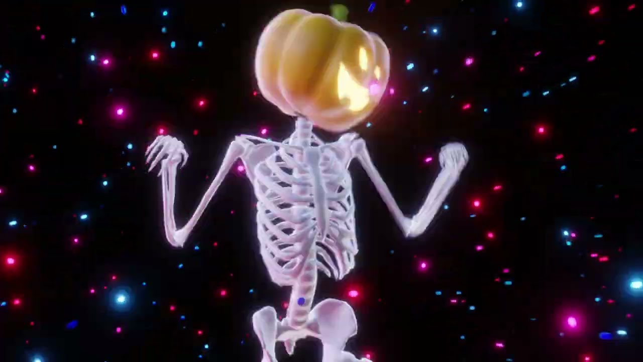 Happy Halloween Dancing Skull Party Loop Background | No Copyright Motion Loop Background Video ￼