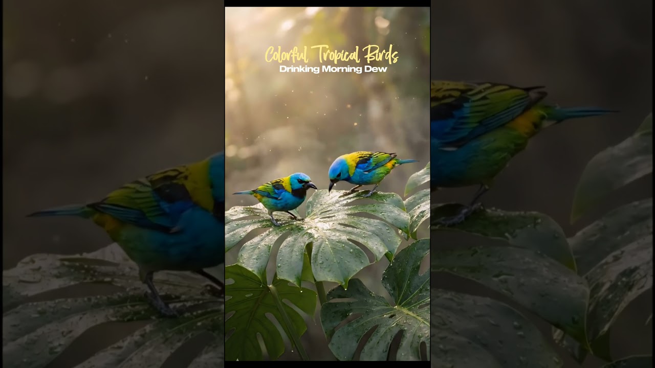 Colorful Tropical Birds Drinking Morning Dew | Peaceful Forest Nature 4K