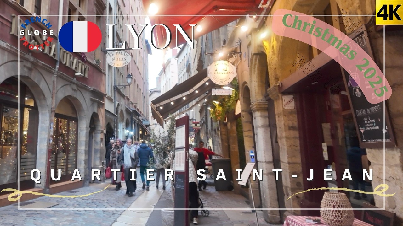 LYON France Christmas Walk Tour 4K 🇫🇷 Rue Saint-Jean ➜ Rue de Boeuf ➜ St Jean Cathedral
