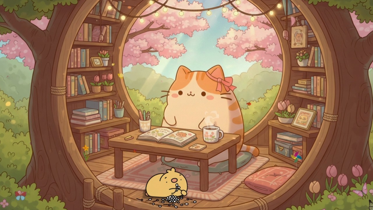 Mochi’s Cozy Treehouse Study Time 🌸 Soft Lofi Beats for Deep Focus & Relaxation 📚🎧
