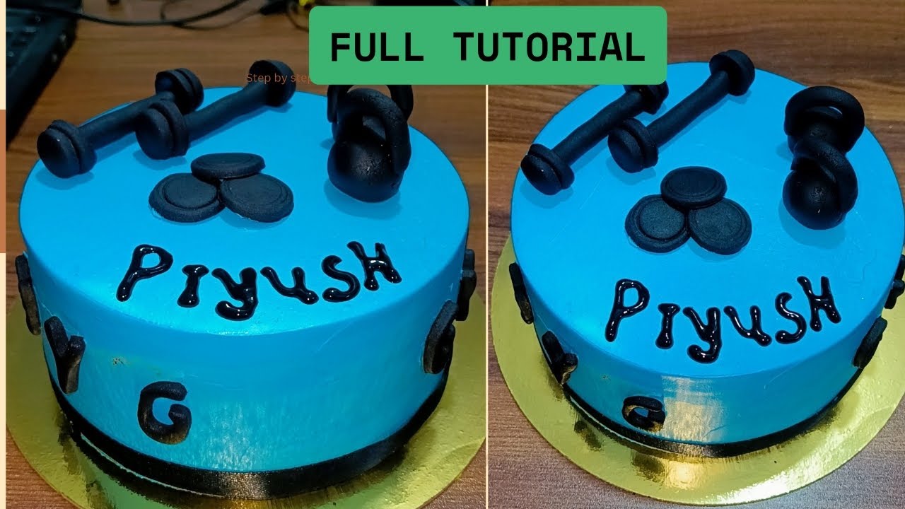 Gym theme cake | dumble cake design | Full tutorial of gym theme cake