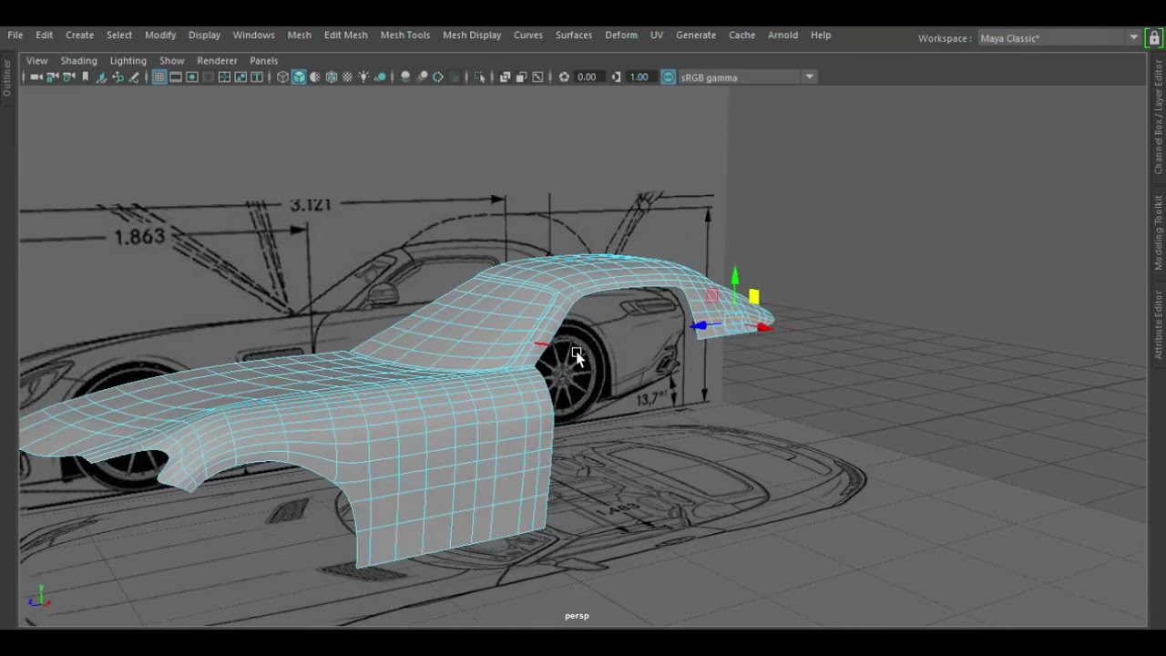 car modeling in maya 2018