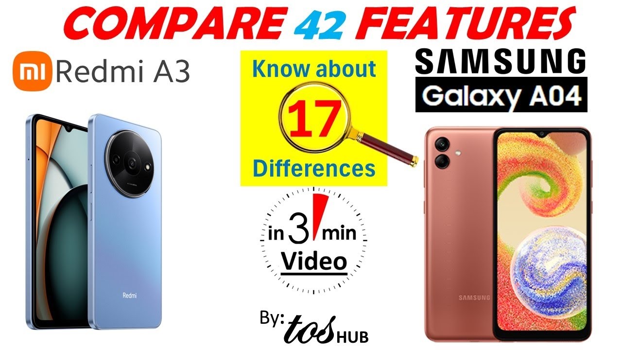 Redmi A3 VS Samsung A04 , Quick Comparison of 42+ features @xiaomi