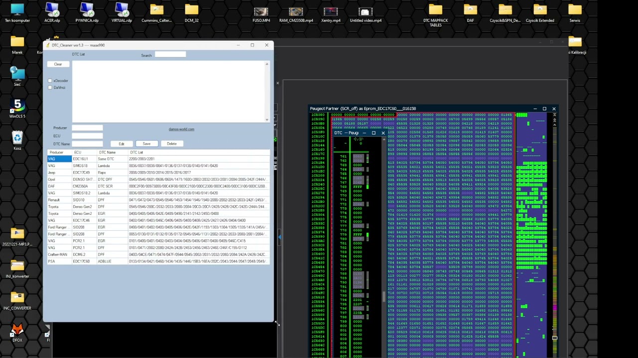 WinOLS DTC Cleaner with the option to save to the database and saving files to xDecoder and DaVinci