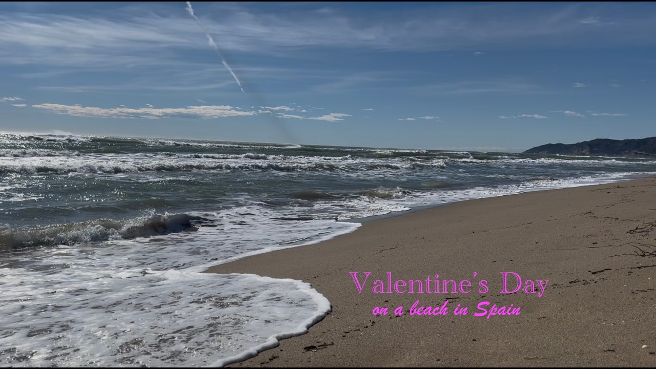 Windy Valentine’s Day at the Beach | 1 Hour Mediterranean Waves & People Watching