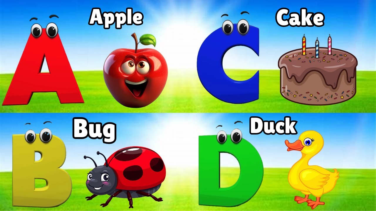 Phonics Song with TWO Words - A For Apple - ABC Alphabet Songs with Sounds for Children