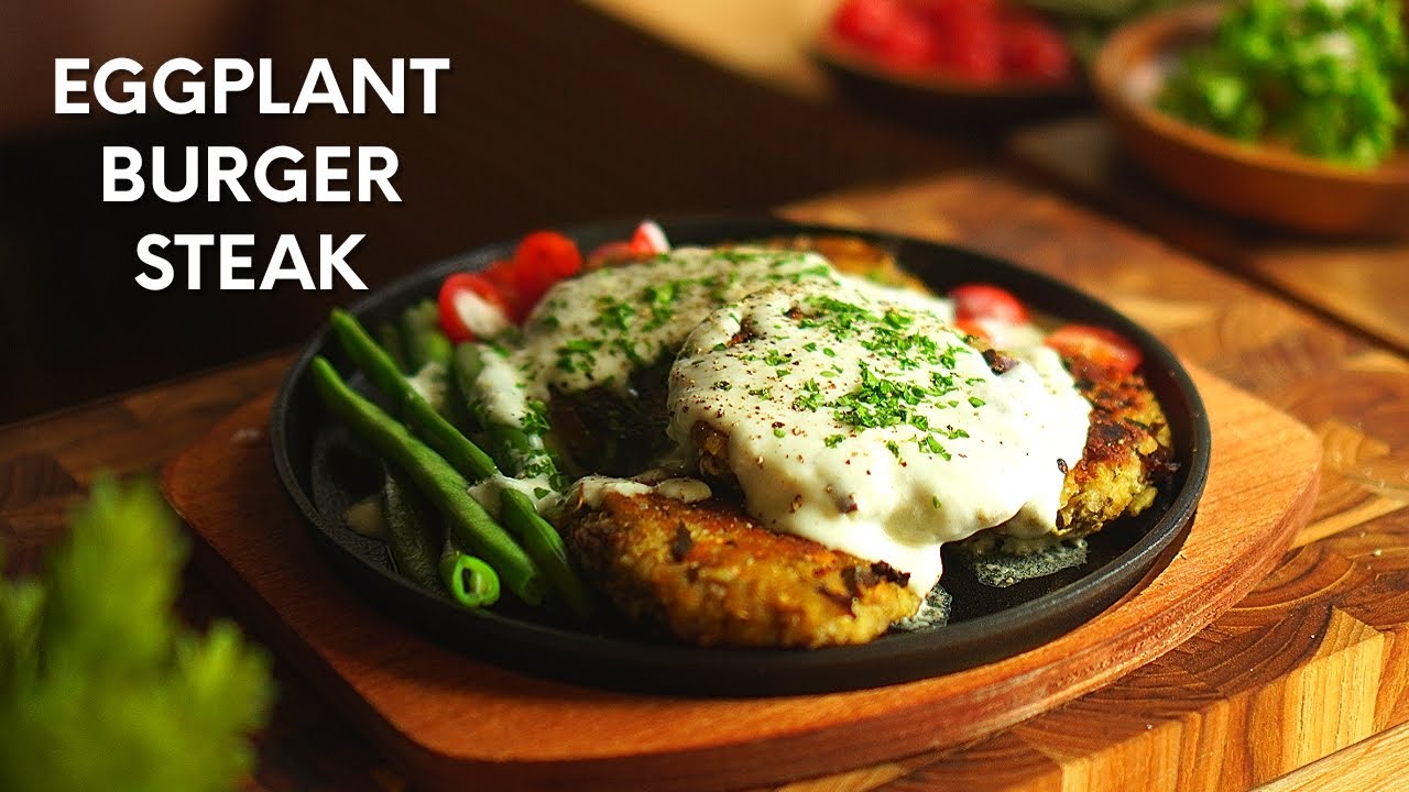 How to cook Eggplant Burger Steak with White Gravy | Easy Eggplant Recipe