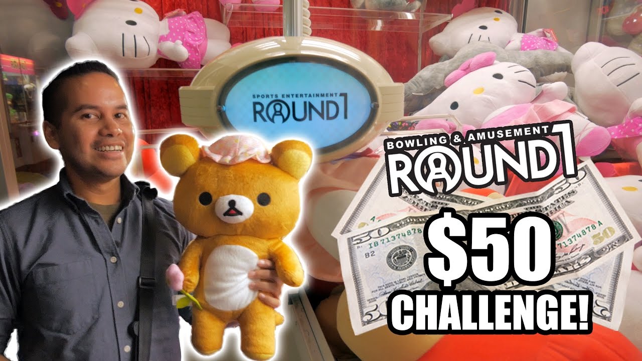 50 dollar UFO catcher challenge at Round 1 arcade! | The Crane Couple
