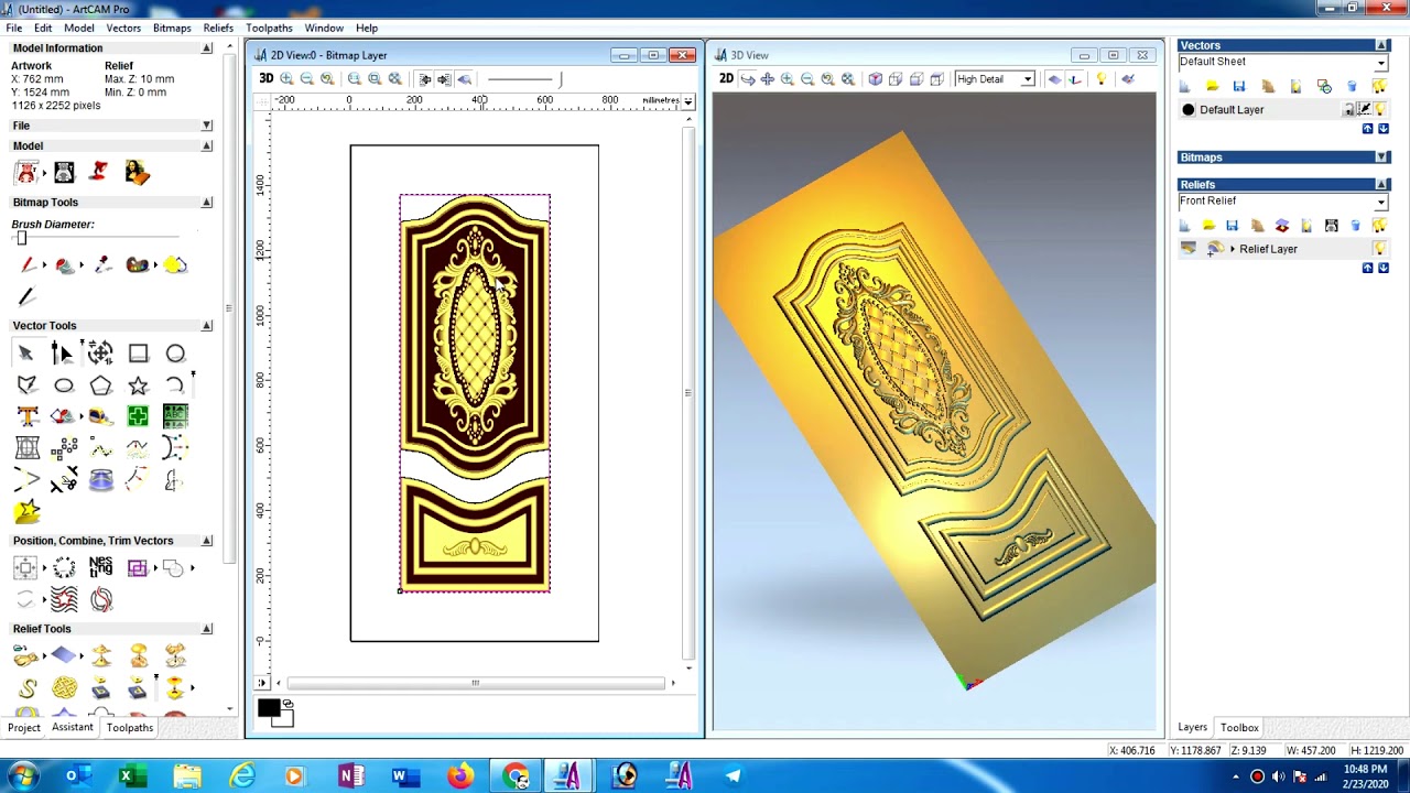How to set relief for door design in ArtCAM 2008